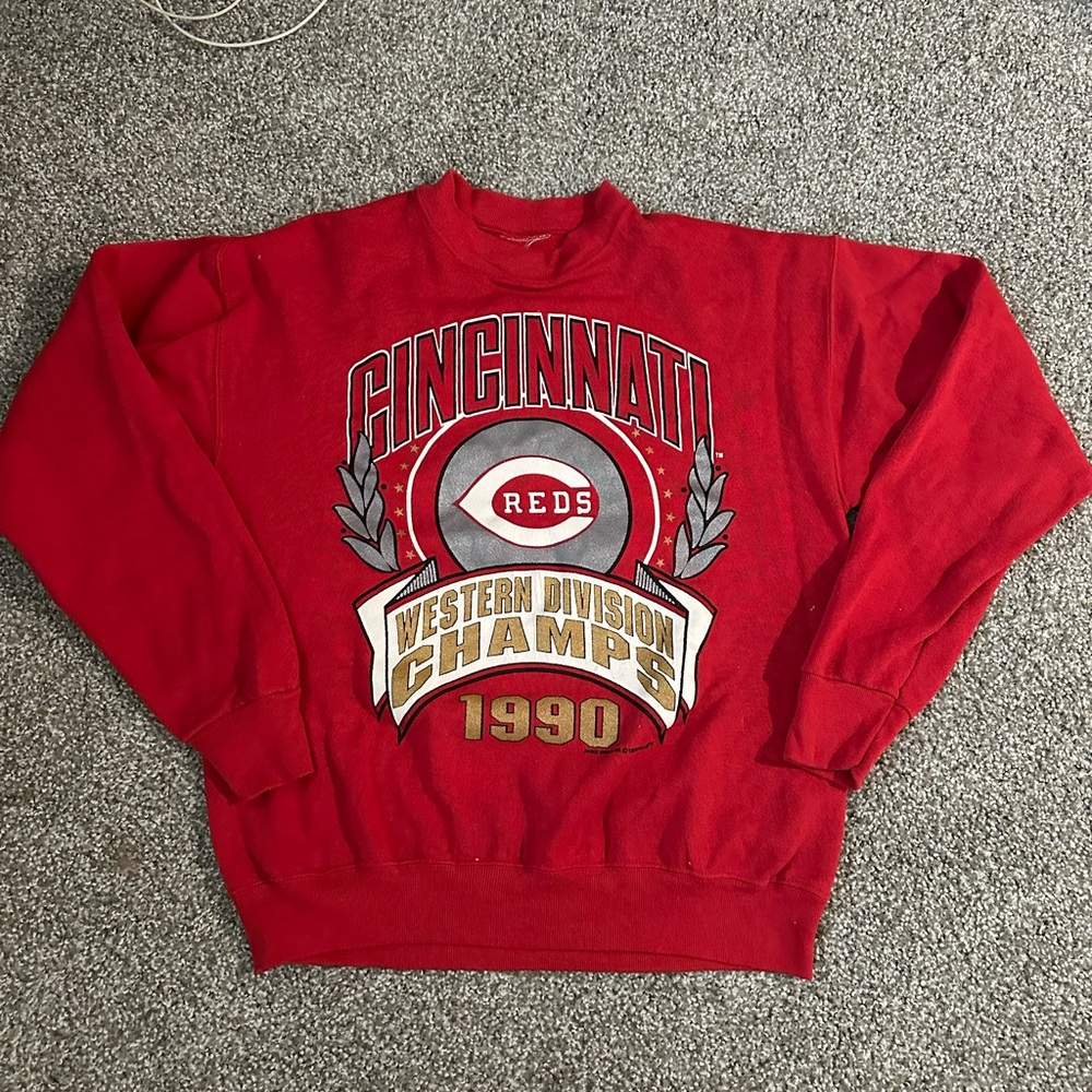 Cincinnati Reds Vintage Western Division Champs 1990 Red Sweater